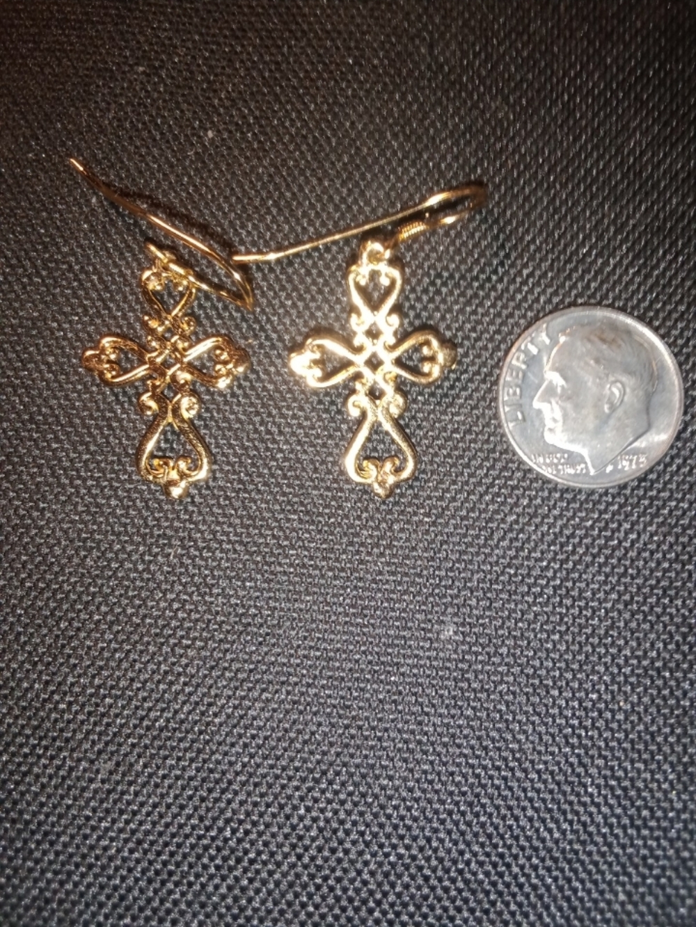 Gold Cross Filigree Drop Earrings - Women Jewelry